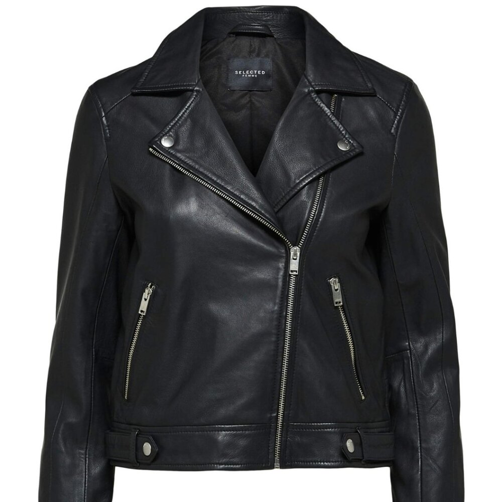 BNWOT Selected black genuine leather moto jacket | size 36 / US 4